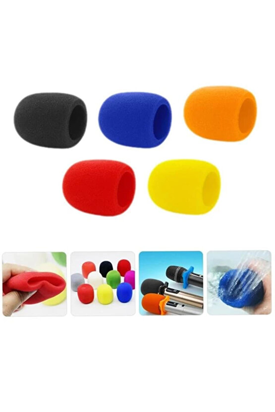 ZE-7130 5li Standart 5 Renk El Mikrofon Süngeri (Sarı-Turuncu-Kırmızı-Mavi-Siyah)