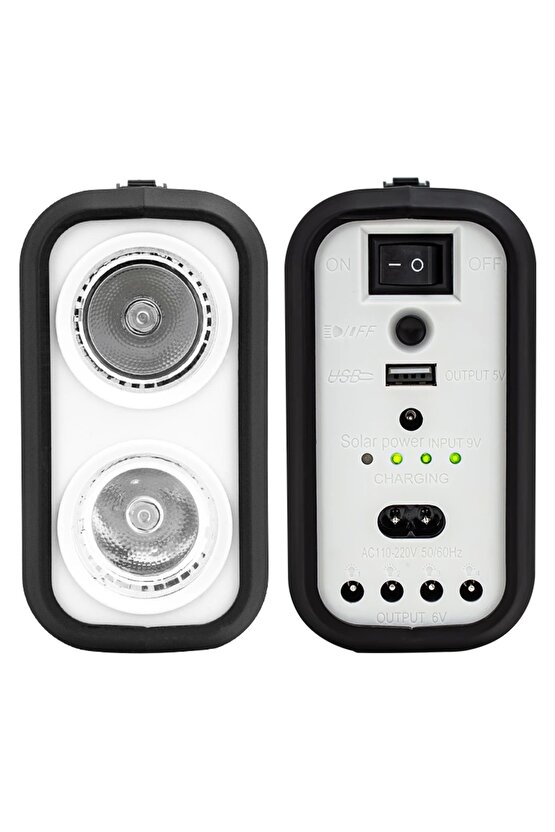 PANELLİ SOLAR LAMBA 3 AMPULLÜ SET AKÜLÜ SOLAR IŞILDAK FENER (4533)