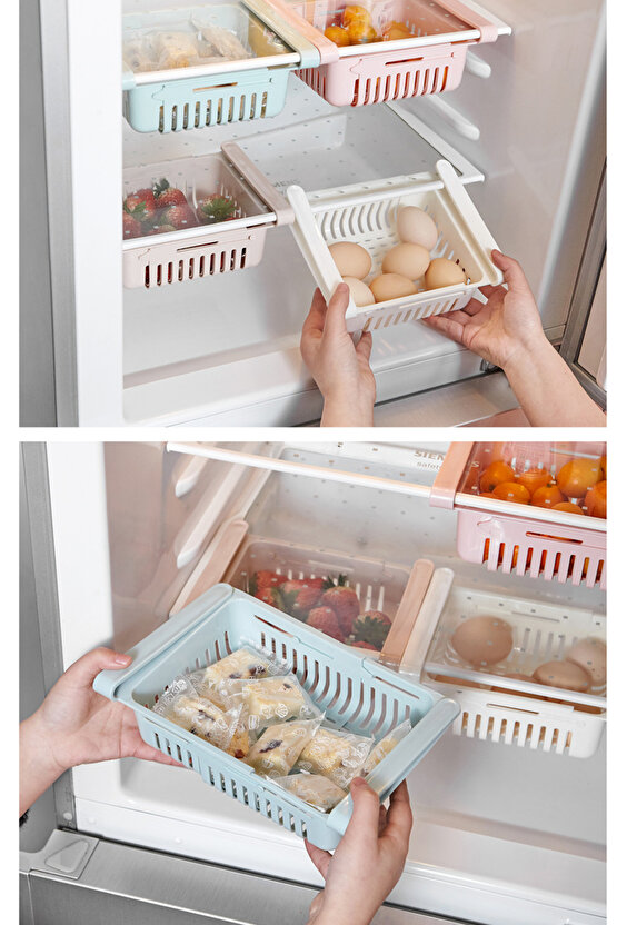 Buzdolabı Içi Geçmeli Düzenleyici Raf – Pratik Organizer, Açılır Kapanır Buzdolabı Çekmecesi