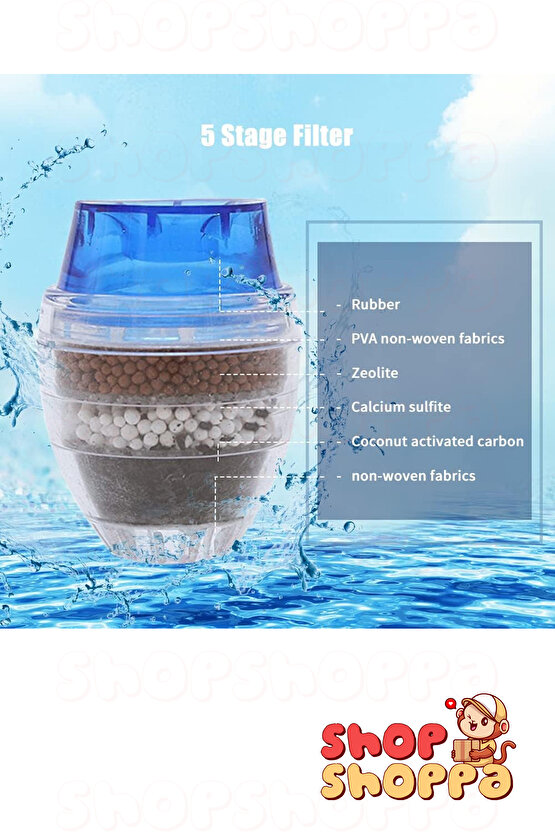 5 Katmanlı Aktif Karbon Su Arıtma Aparatı, Su Temizleme Filtresi, Musluk Başlığı, Musluk Ucu