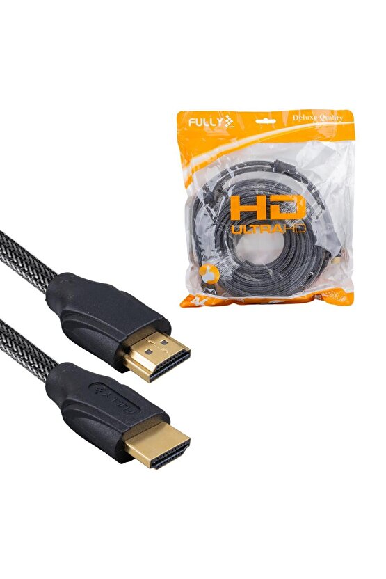 Fully G-507D 10 Metre Örgülü Gold Uçlu HDMI Kablo