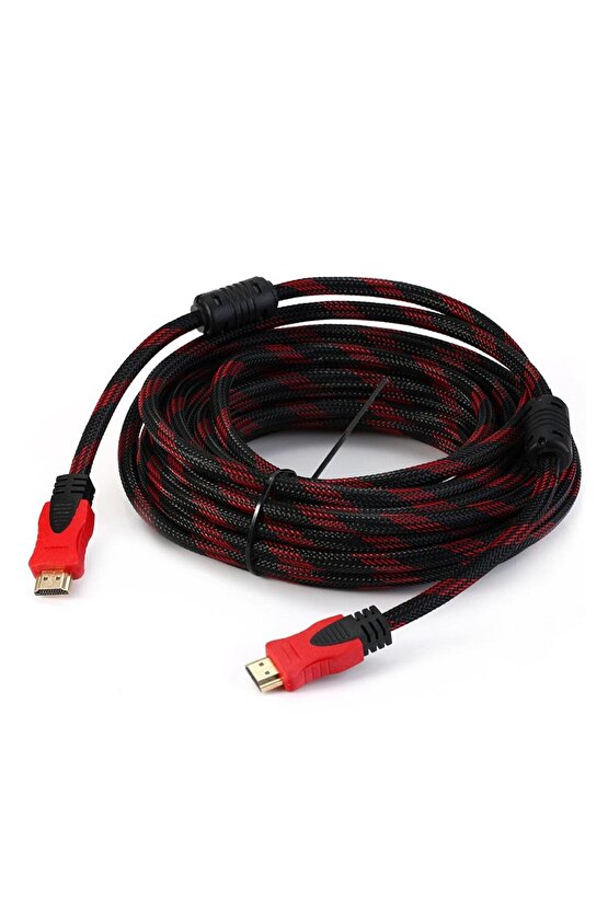 Hdmı Kablosu Gold 1.4v 3d 4k Örgülü Filtreli 10mt G-507d