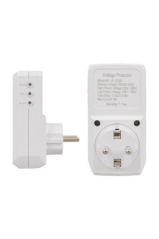 Ve-22393 16a 3520w Tekli Dijital Göstergeli Shopzum Akım Korumalı Priz