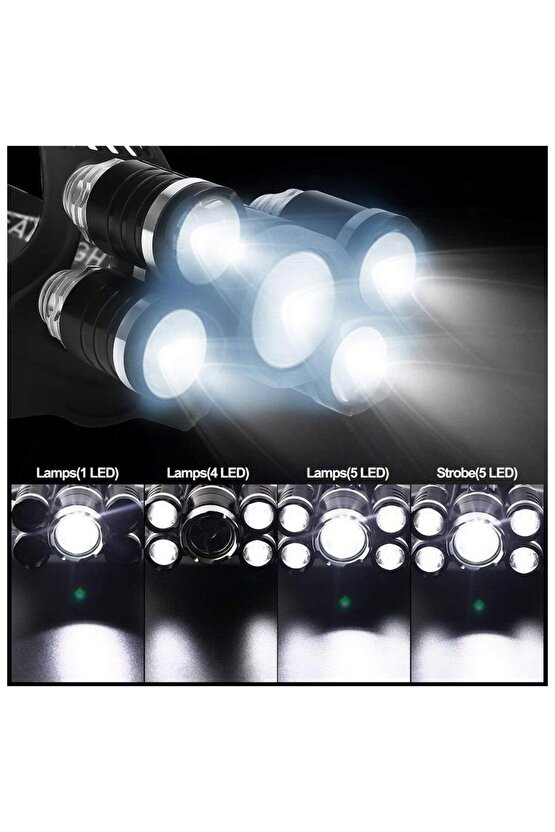 MX-501 5 Power Ledli Su Geçirmez 18650 Şarj Edilebilir Kafa Feneri