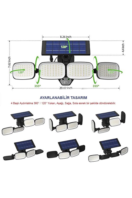 6V 3W Solar Panelli Hareket Sensörlü Ledli Lamba (PM-8048)