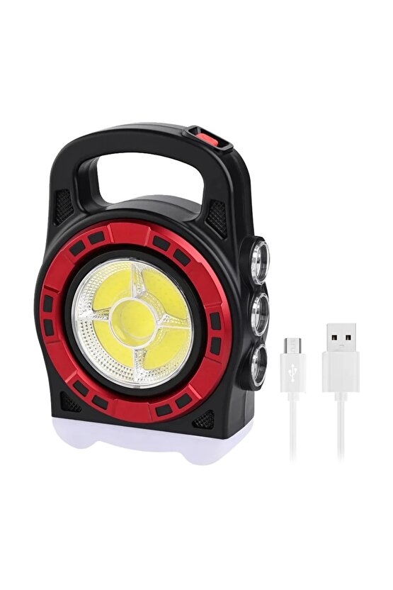 HB-6678C COB LEDLİ 20 WATT 3 KADEMELİ ŞARJ EDİLEBİLİR USB ÇIKIŞLI SOLAR LAMBA (4533)