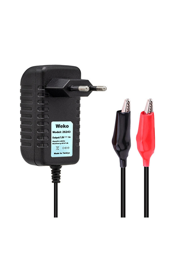7.8 VOLT - 1 AMPER KROKODİL UÇLU PRİZ TİP YERLİ ÜRETİM AKÜ ŞARJ ADAPTÖRÜ  - BVG9356-1966