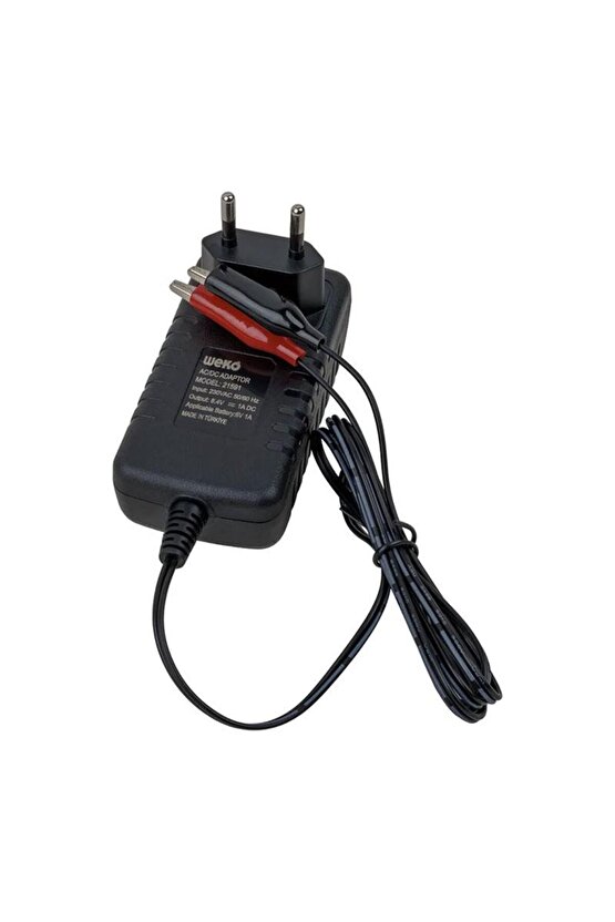 Weko 8.4 Volt - 1 Amper Krokodil Uçlu Kırmızı Yeşil Ledli Yerli Üretim Akü Şarj Cihazı