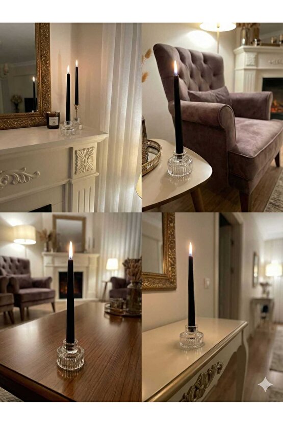 6 Adet Origami Desen Çizgili Cam Mumluk | Çok Amaçlı Mumluk Çerezlik | Lokumluk Şekerlik – 5×6.5 cm