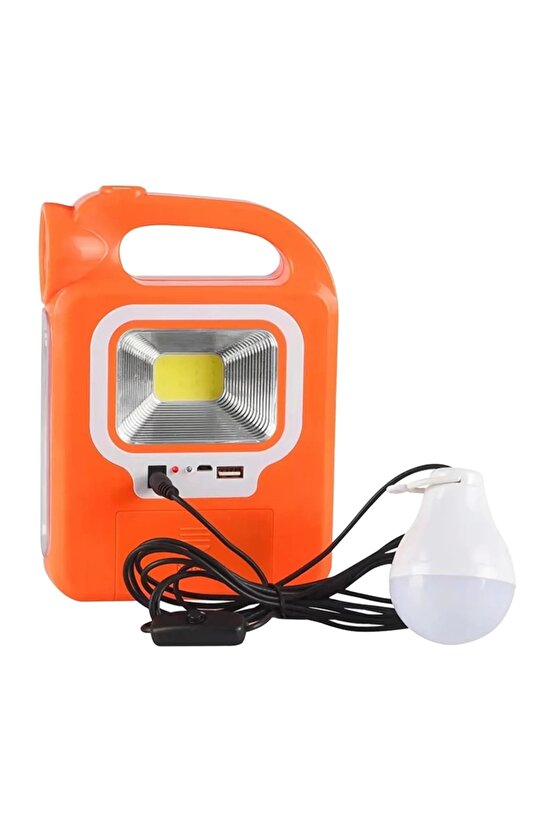 Hb-6399a Cob Ledli Solarlı 3 Kademeli Usb Çıkışlı Şarjlı Işıldak Fener 1 Adet Ampulü Unutma