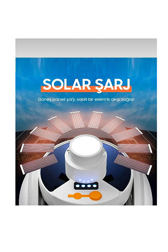 Premıo Pr-2038 Solar ve Usb’li Şarjlı Katlanır Bataryalı 5 Kanatlı Acil Durum Lambası