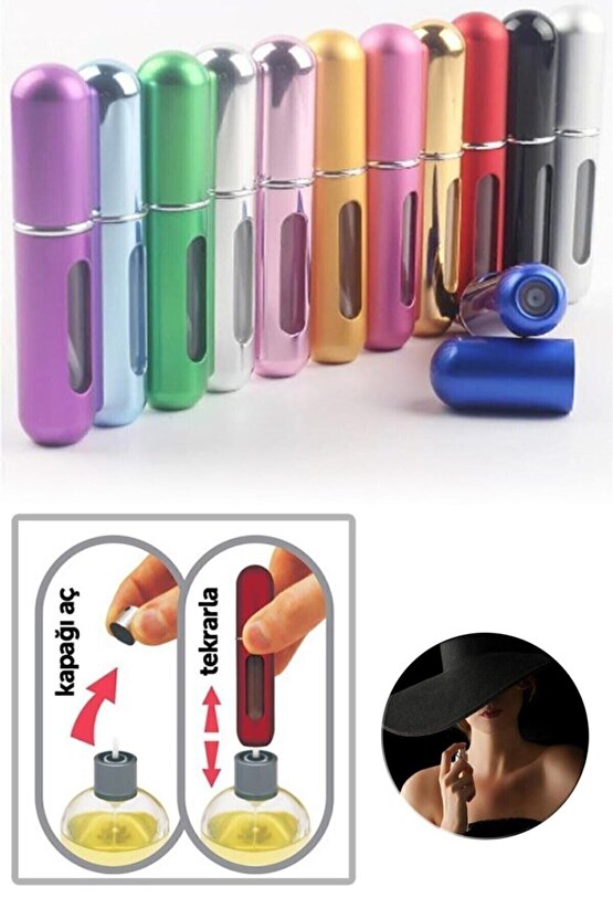 Parfüm Şişesinden Dolabilir Yedek Cep Parfüm Şişesi Aparatı - Gümüş Renk