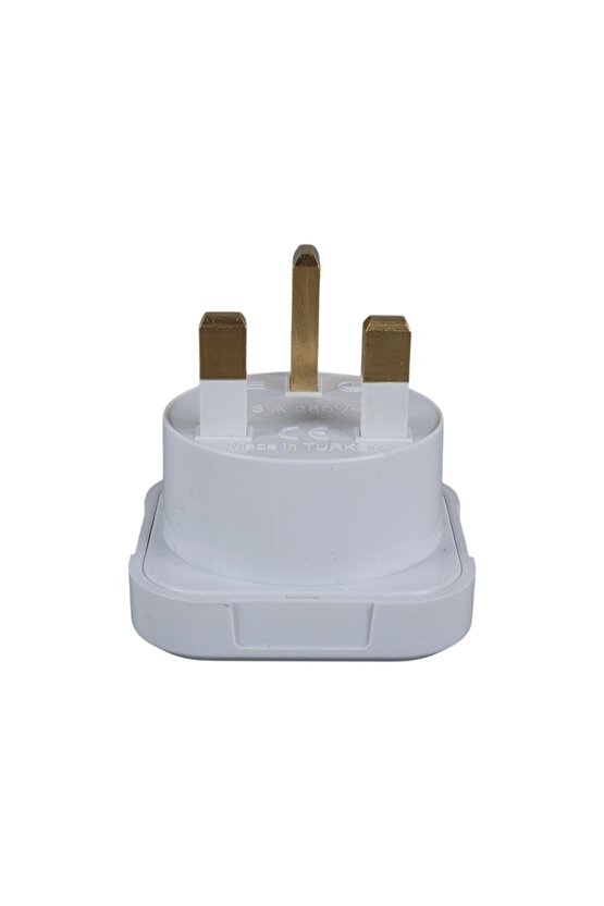 İngiliz Fiş Çevirici Adaptör - İngiliz İngiliz Priz - Beyaz - 11108-UK
