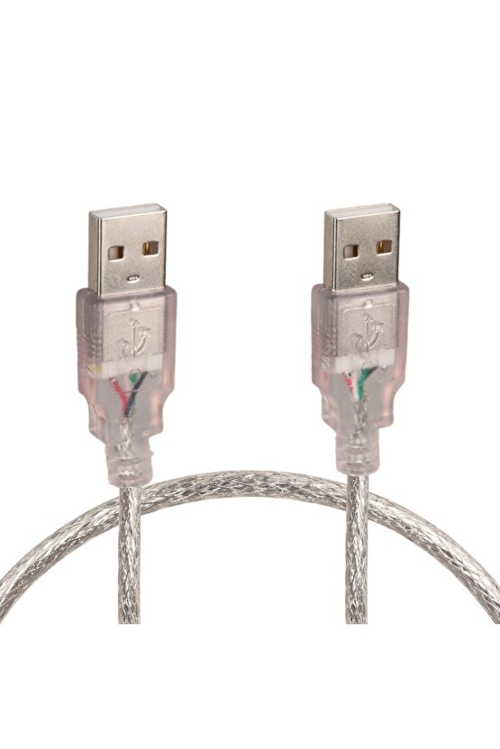 50 cm Şeffaf USB Erkek–Erkek Bağlantı ve Veri Aktarım Kablosu