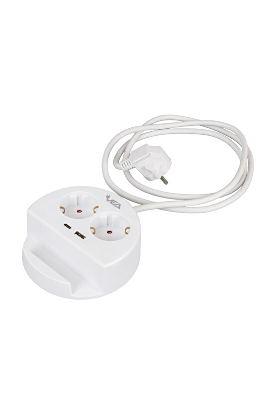 2Lİ USB + TYPE-C GİRİŞLİ TELEFON STANDLI 1.5 METRE GRUP PRİZ VE- G1102C (4395)