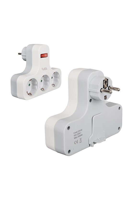 Ve-22418 16 Amper 3500 Watt Anahtarlı 3lü Priz