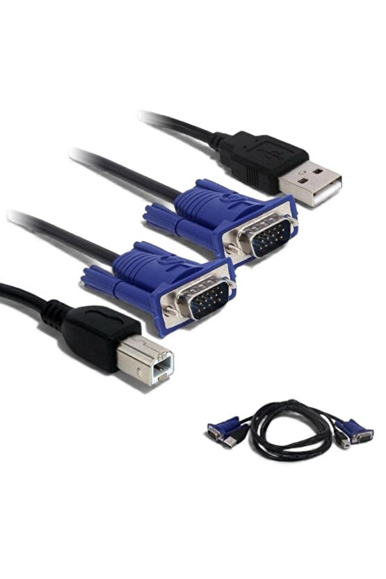 1.5m VGA Erkek–Erkek + USB + Printer KVM Switch Kablosu
