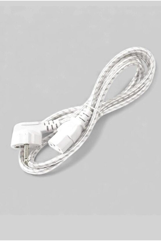 1. Kalite C7 Power Kablosu 1.5 Metre – Beyaz Örgü Kaplama