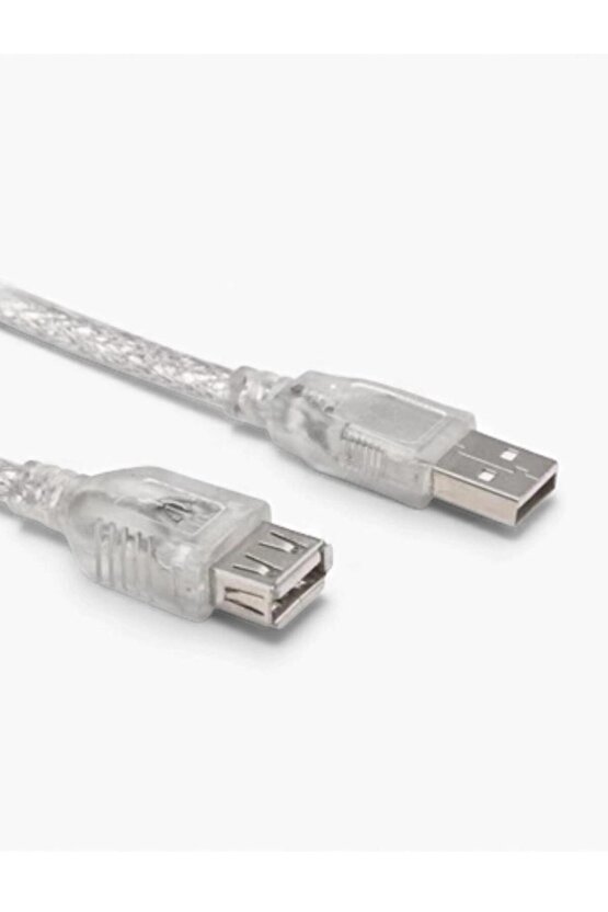 1.5m Şeffaf USB 2.0 Uzatma Kablosu – PC, Laptop, Cihaz Uyumlu