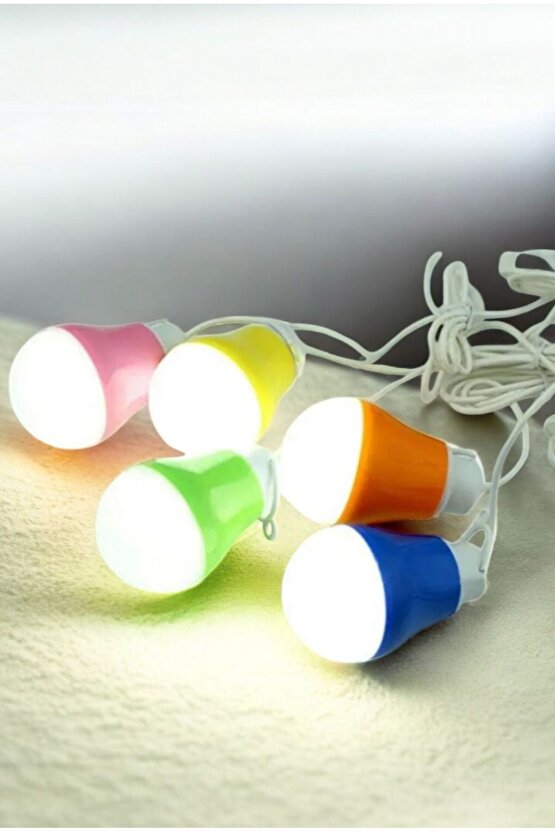 USB 5 Volt 5 Watt LED Ampul – 1 Metre Kablolu, Kamp ve Acil Durum Beyaz Işık