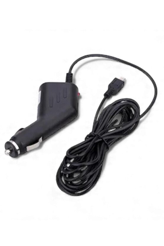 Kablolu Mini USB 5 Pin Adaptör – 3 Metre 5V 1A Çakmak Fişli Güç Kablosu, Navigasyon ve Araç Kamerası