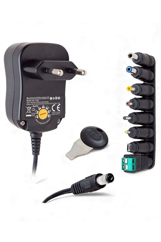 3V–12V Ayarlı Adaptör – 1A Switch Mode Güç Kaynağı, 8 Uçlu Universal Plastik Kasa Adaptör