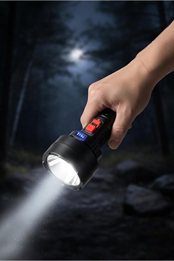 Şarj Edilebilir USB Girişli 3 Modlu El Feneri | Taşınabilir LED Işık