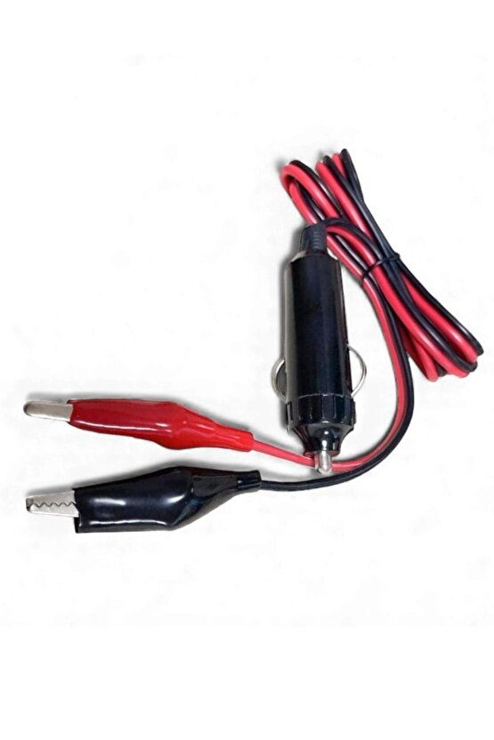 Krokodil Uçlu Araç Çakmak Fişi – 1 Metre Kablolu | Pratik Akü Bağlantı Kablosu