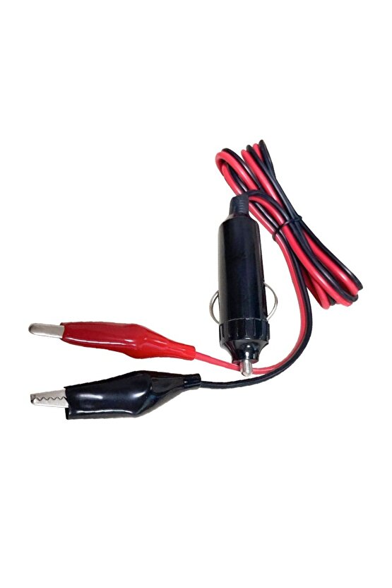 Araç Çakmak Fişi Krokodil Uçlu – 1 Metre Kablo, Akü Bağlantı Kablosu