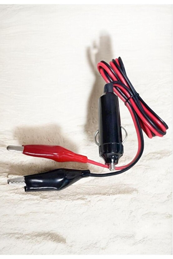 Araç Çakmak Fişi Krokodil Uçlu – 1 Metre Kablo, Akü Bağlantı Kablosu