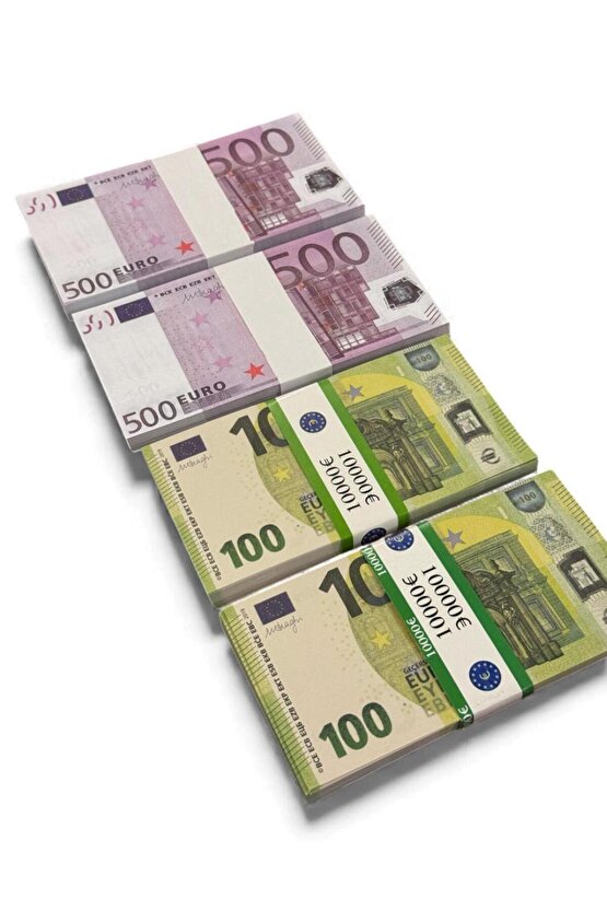 4’lü Euro Şaka Parası Seti – 2 Deste 500 € + 2 Deste 100 € Düğün Atma, Kına, Parti, Film