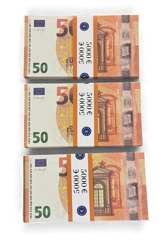 Eğlenceye Özel 3 Deste 50 € Şaka Parası – Düğün, Kına, Dekor ve Hediye Amaçlı 50 EURO
