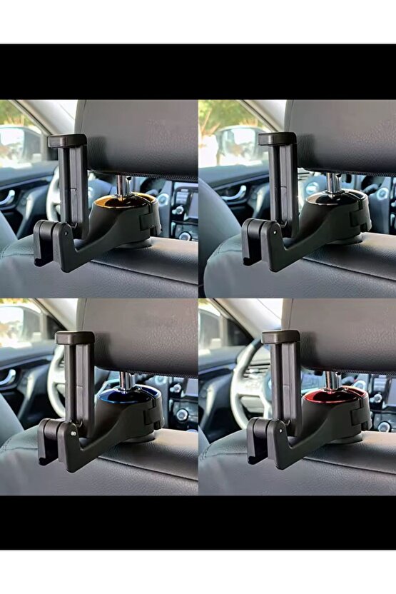 Oto Koltuk Arkası Kanca Askı + Telefon Tutucu – Evrensel Uyumlu 2’si 1 Arada Araç Aparatı