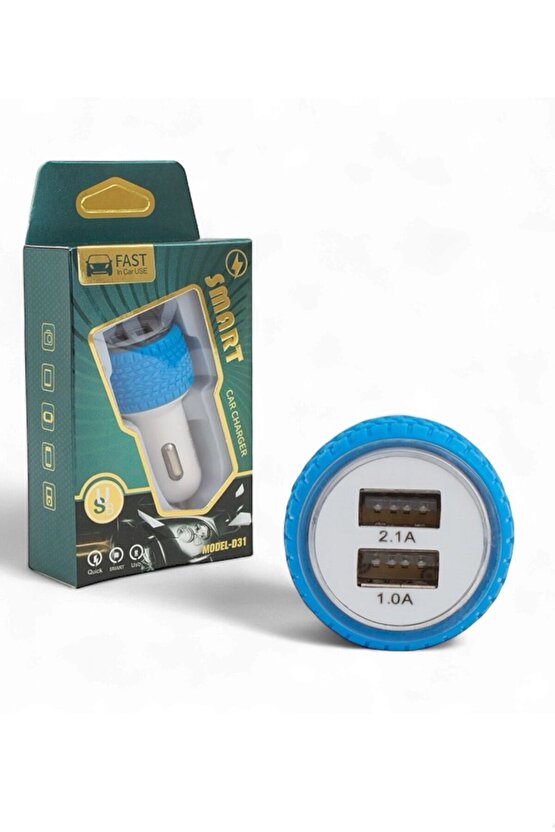 Oto Çakmaklık USB Şarj Adaptörü 5 Volt 2.1 Amper – Çift Girişli Araç Şarj Cihazı