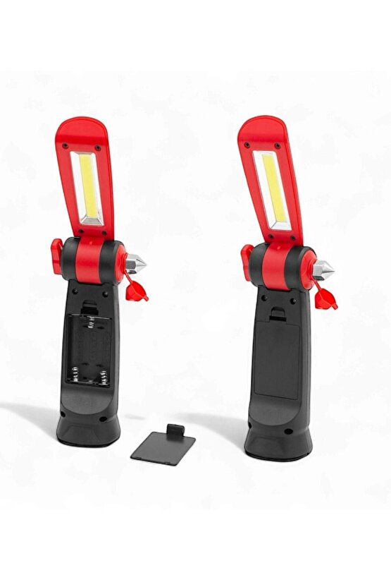 Çok Fonksiyonlu Şarjlı El Feneri | Emniyet Keseri, Cam Kıracağı, Mıknatıs, Askılık Özellikli Fener