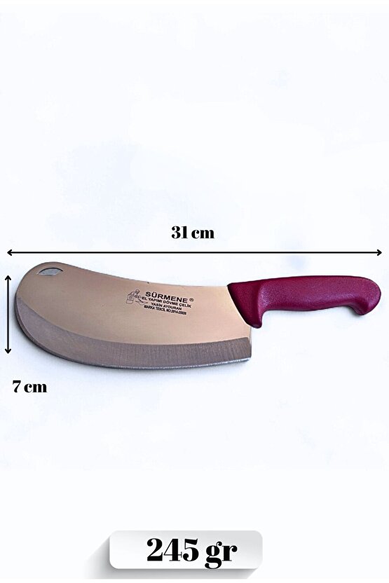 Sürmene El Yapımı Dövme Çelik Kasap Bıçağı – 31 cm Profesyonel Et Doğrama Bıçağı