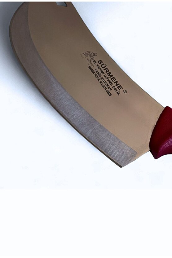 Sürmene El Yapımı Dövme Çelik Kasap Bıçağı – 31 cm Profesyonel Et Doğrama Bıçağı