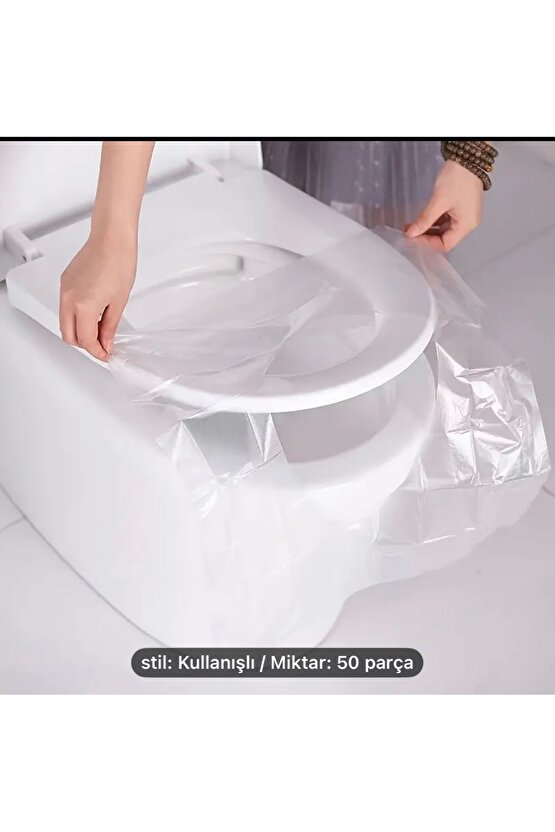 Klozet Kapağı Kılıfı Hijyenik Seyahat Tek Kullanımlık Klozet Wc Örtüsü 50 Adet