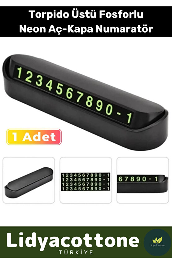 Araç Park Numaratör Telefon Numarası Oto Cam Kartı Torpido Üstü Fosforlu Neon Aç-Kapa