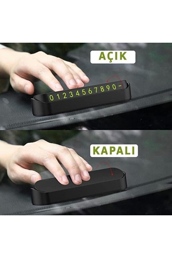 Araç Torpido Üstü Aç Kapa Numaratör, Fosforlu Numaratör, Park Numaratör, Oto Cam Kartı