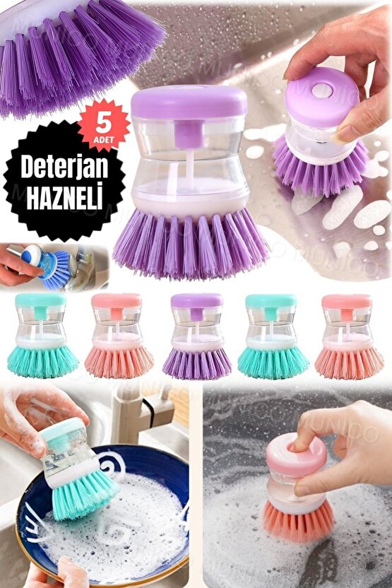5 Adet Mutfak İçin Hazneli Bulaşık Fırçası Kullanışlı Sıvı Deterjanlı Bulaşık Fırçası Pratik