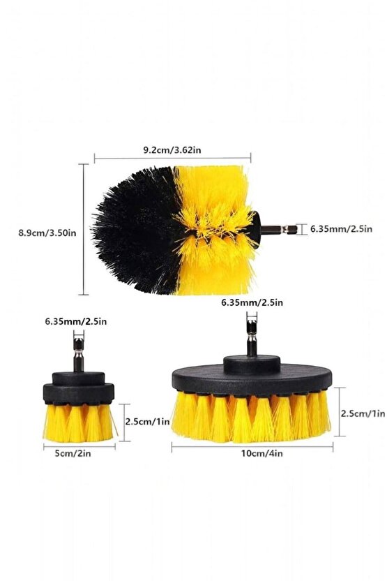 3’lü Matkap Ucu Fırça Seti – Çok Amaçlı Temizlik Aparatı (Banyo, Mutfak, Araba, Fayans, Halı)