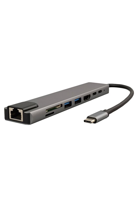 TYPE-C 8IN1 HDMI COK FONKSIYONLU USB 3.0 DOCK STATION (4172)