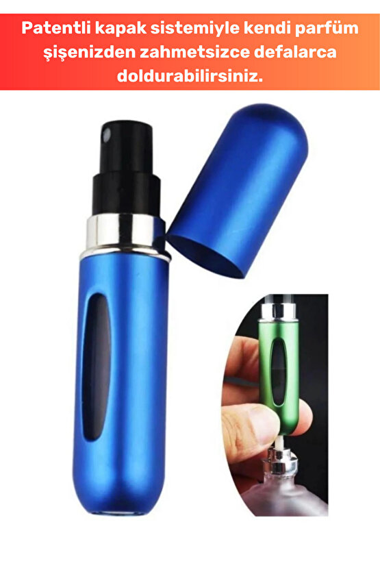 Parfüm Şişesinden Doldurulabilir Taşınabilir Çanta İçi Seyahat Mini Cep Parfüm Şişesi 5 ml - 4 Adet