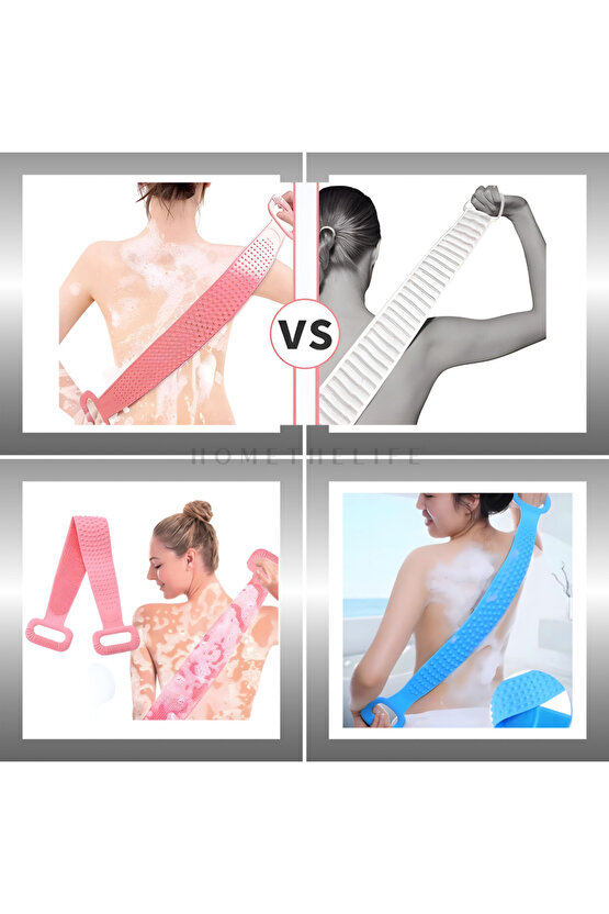 Silikon Vücut Sırt Yıkama Lifi, Çift Taraflı Banyo Sırt Kesesi 70cm