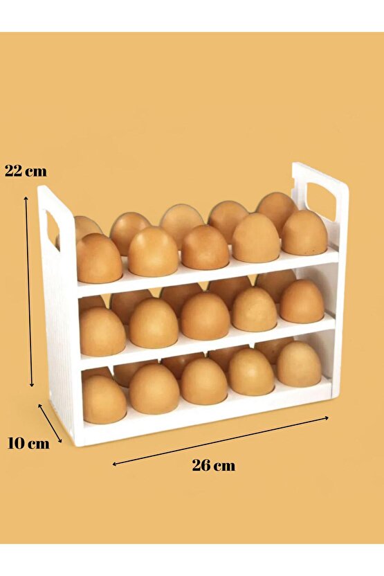 3 Katlı Plastik Yumurta Saklama Rafı 30’lu – Buzdolabı İçi ve Tezgâh Üstü Yumurtalık Organizer