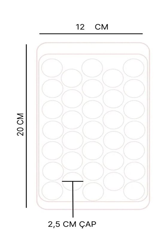 2.5 cm Çap Yuvarlak Buz Küpü Yapma Tepsisi 33 Bölmeli Küre Top Buz Kalıbı Küplü Buzluk 20x12 cm