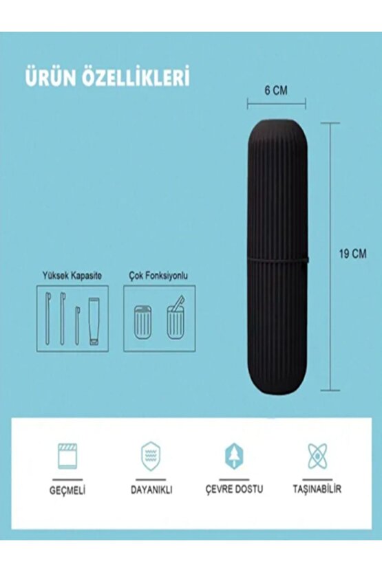 GRİ Diş Fırçası, Diş Macunu Seyehat Saklama Kabı Çok Amaçlı Organizer