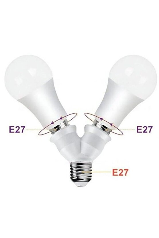 Ledx DY-101 E27 Duy Çoğaltıcı (Tek Duydan Çift E27 Lamba Bağlantısı)