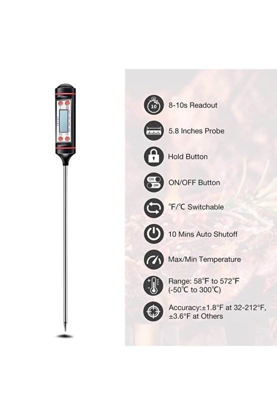 Aveo 1 Adet Dijital Gıda Termometresi Derece Ölçer Gıda Termometresi Süt Maya Yoğurt Mayalama